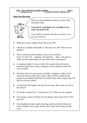 Real Life Problem Solving Worksheets