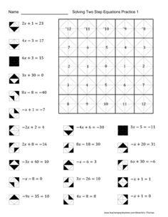 Solving Two-Step Equations Worksheet