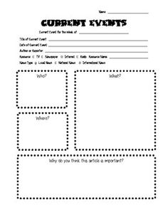 Current Event Worksheets for Students