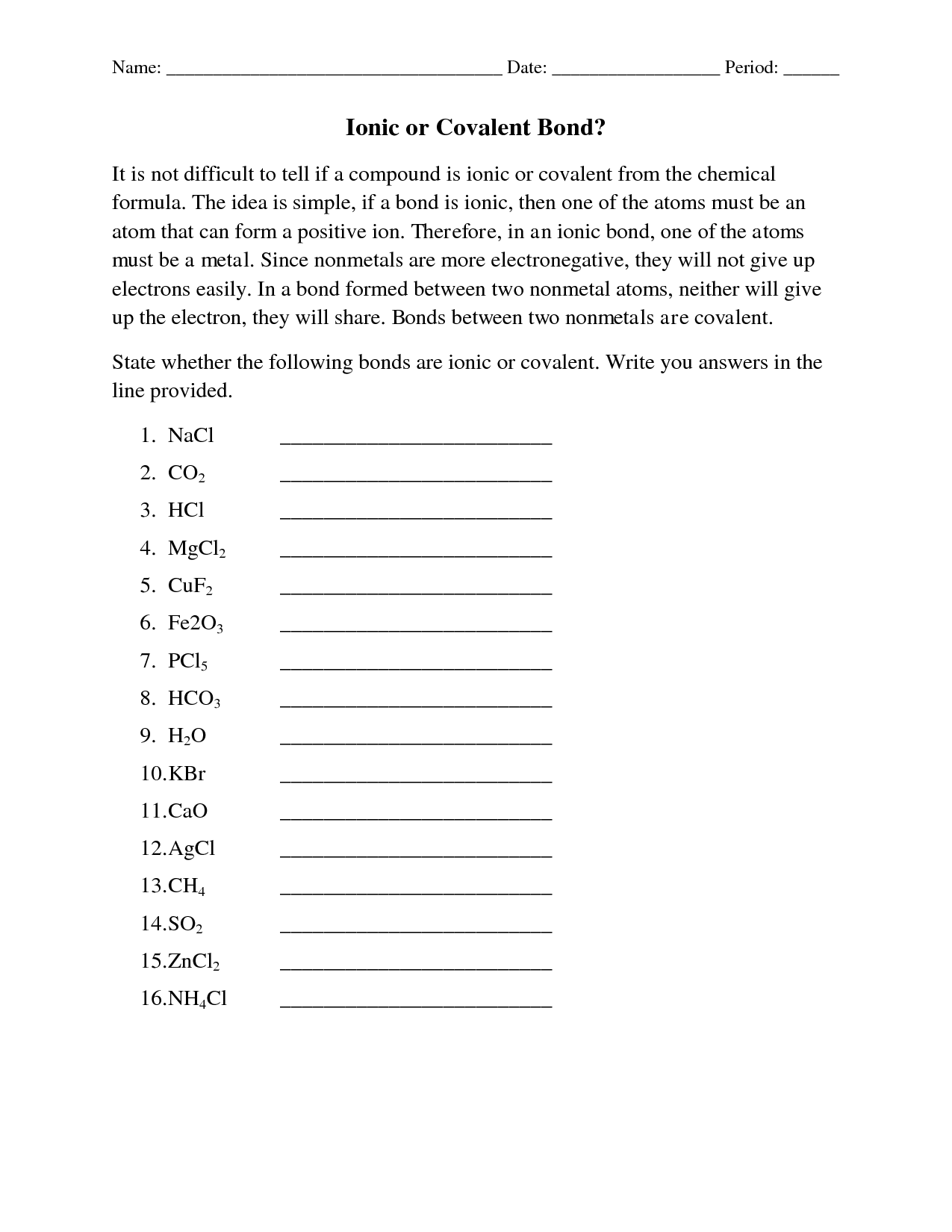 11 Ionic And Covalent Compounds Worksheet Worksheeto