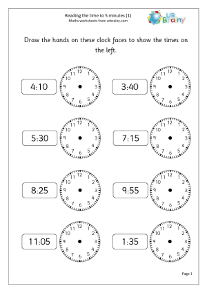 Math Worksheet Time to the Minute