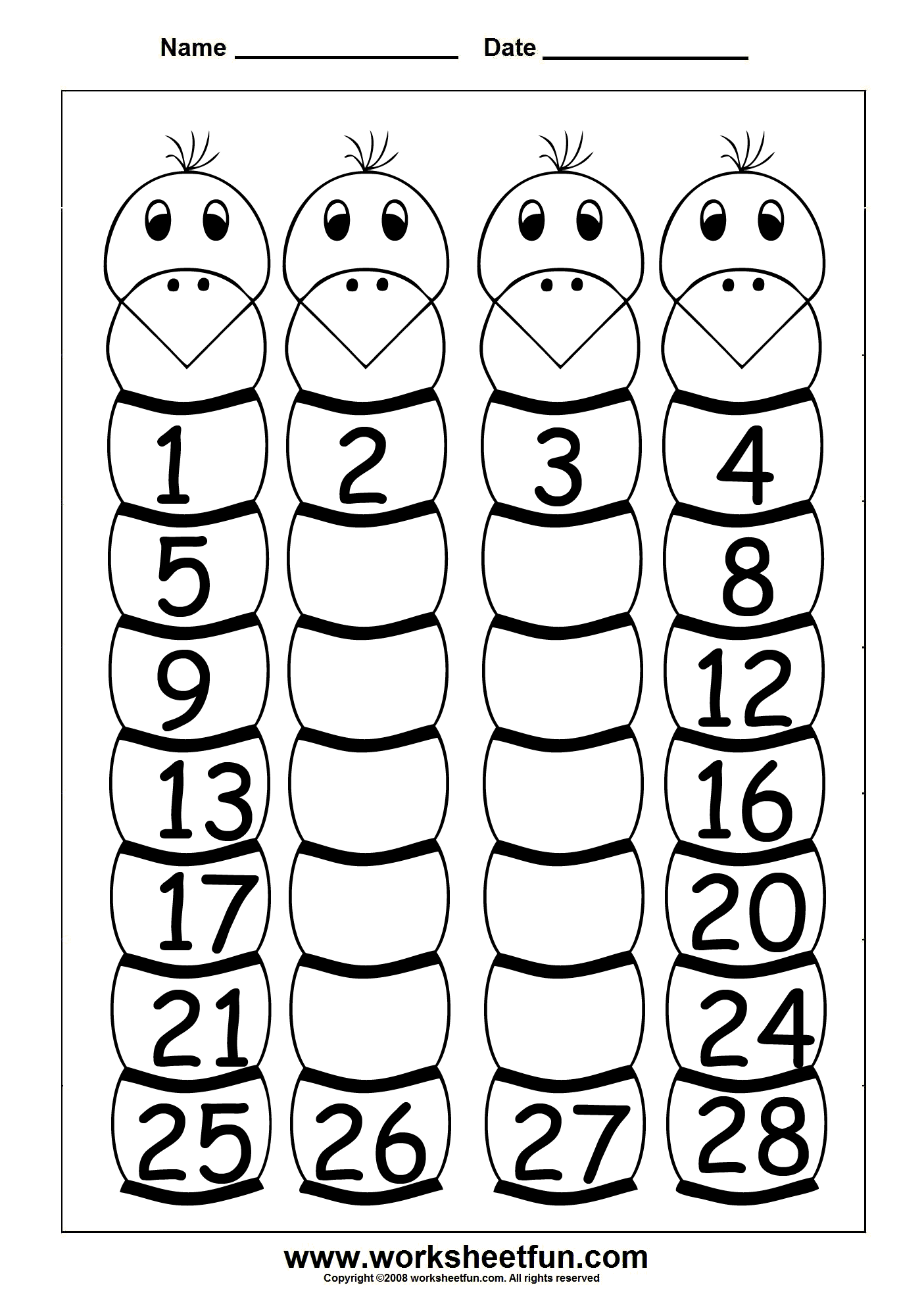 Missing Number Worksheets 1-20