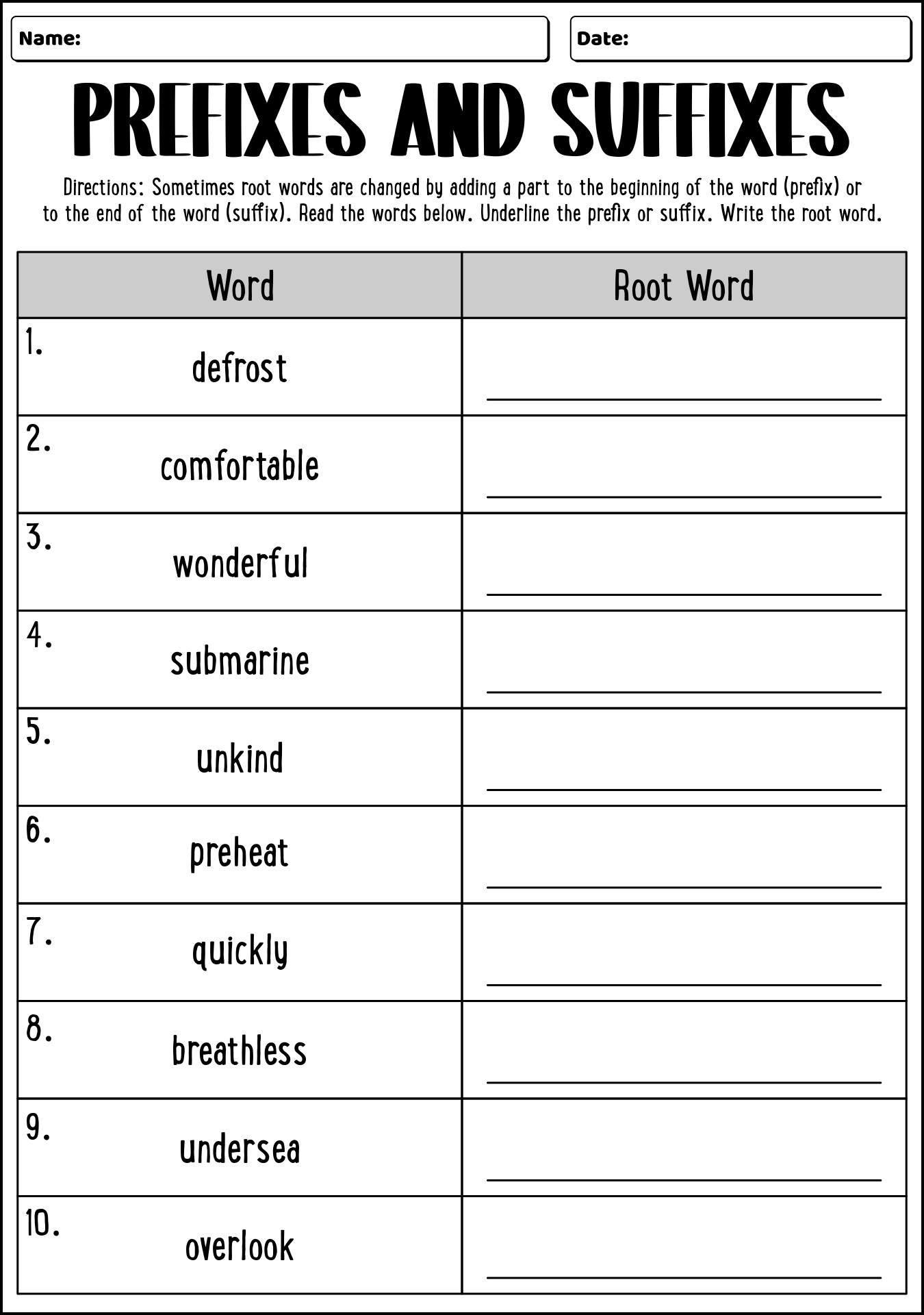 ROOT-WORDS Prefixes & Suffixes