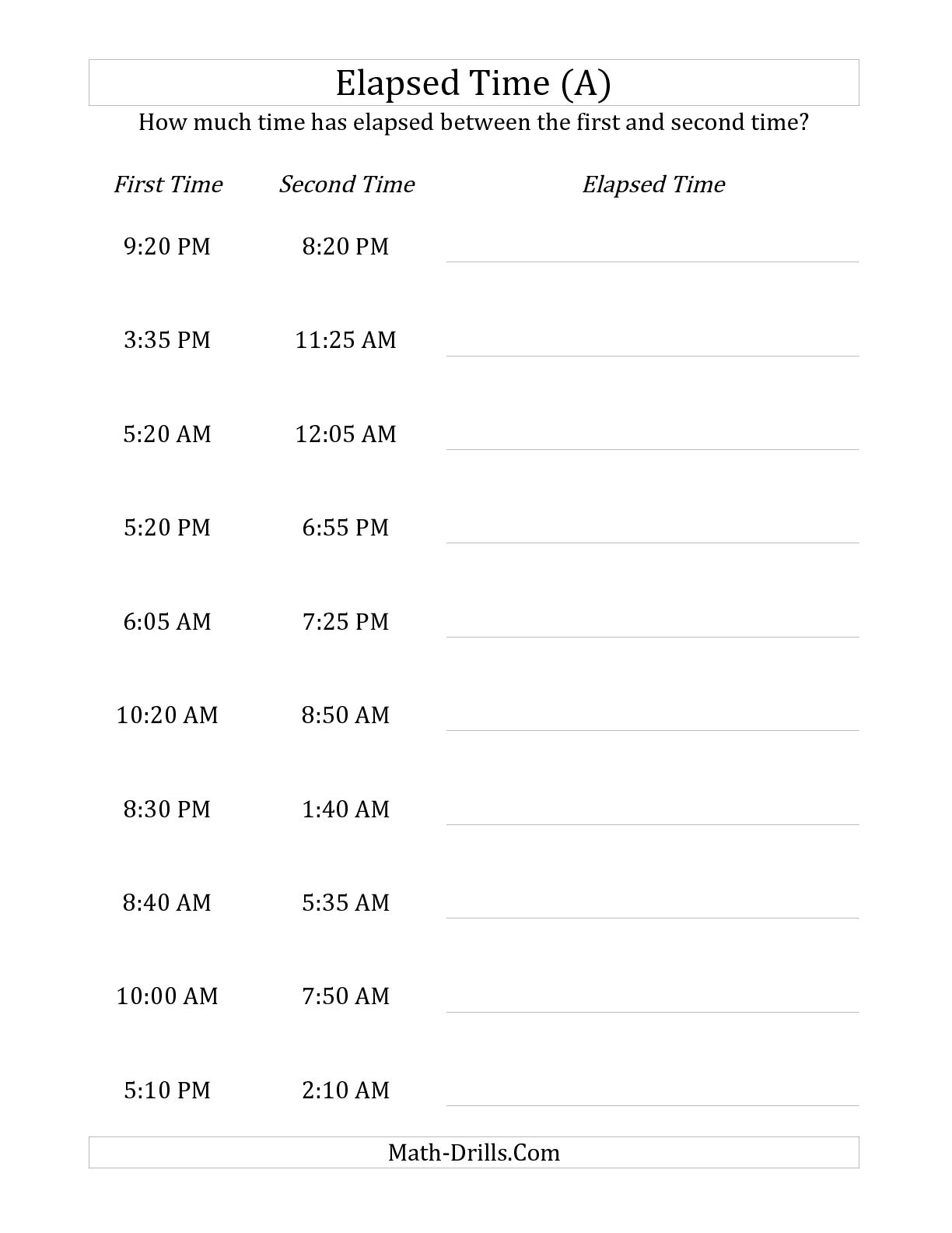 Time Worksheets 5 Minute Intervals