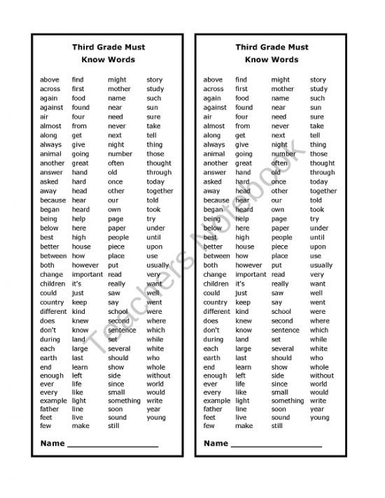 3rd Grade Spelling Words List