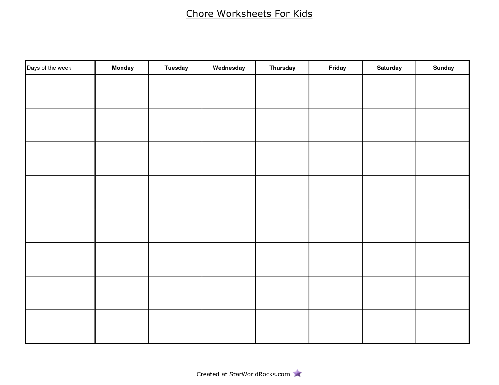 Free Printable Blank Chore Chart Templates