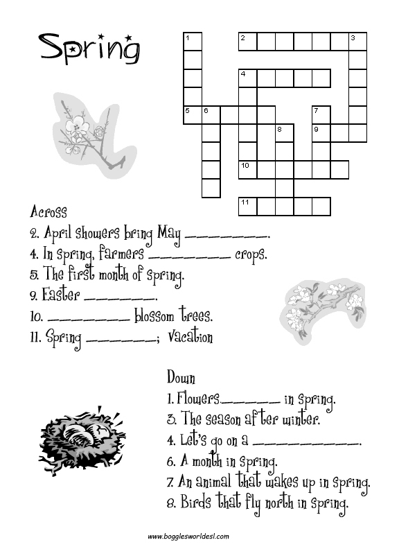 Free Printable Spring Crossword Puzzles