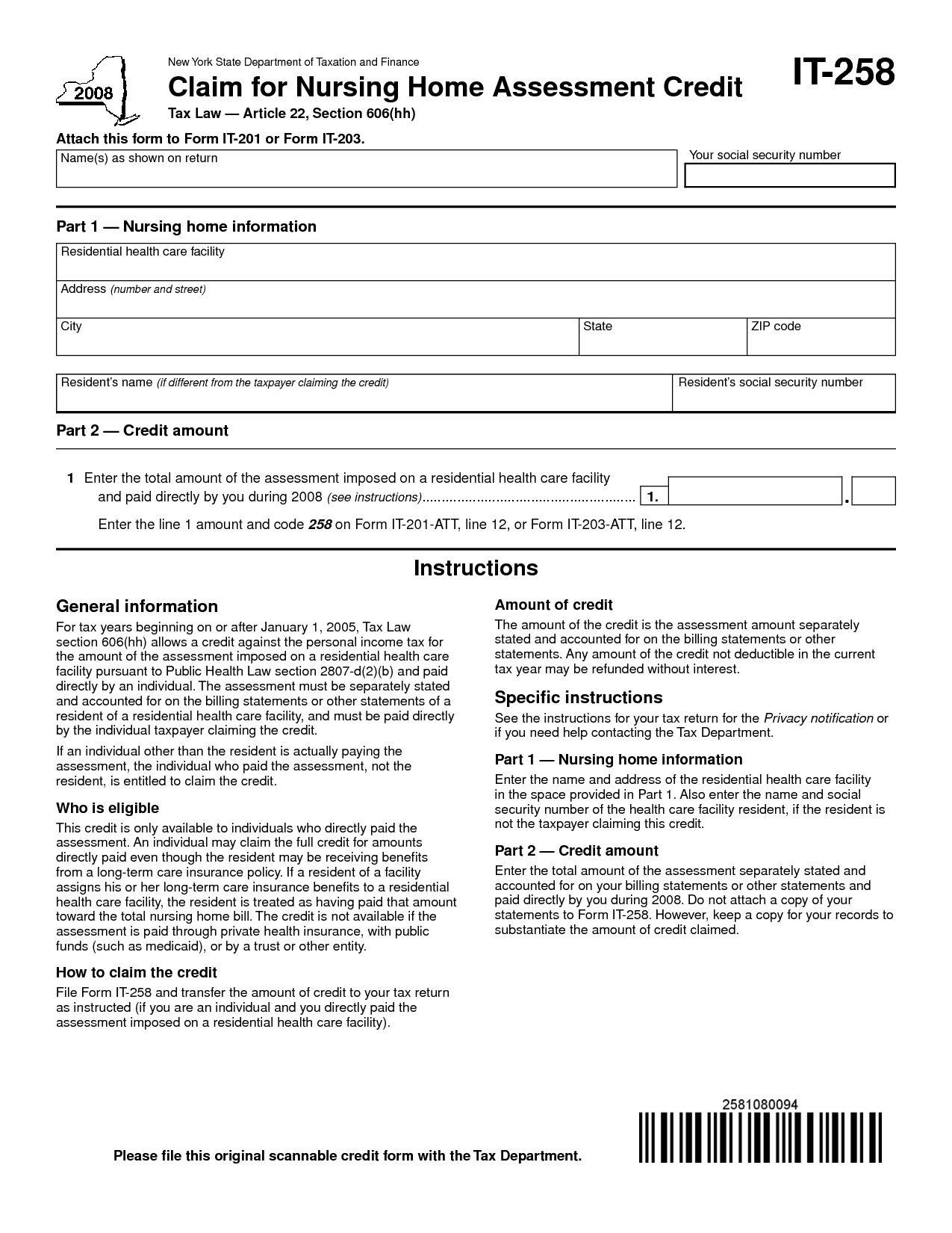 Nursing Home Assessment Form