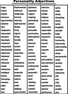 Personality Adjectives Word List