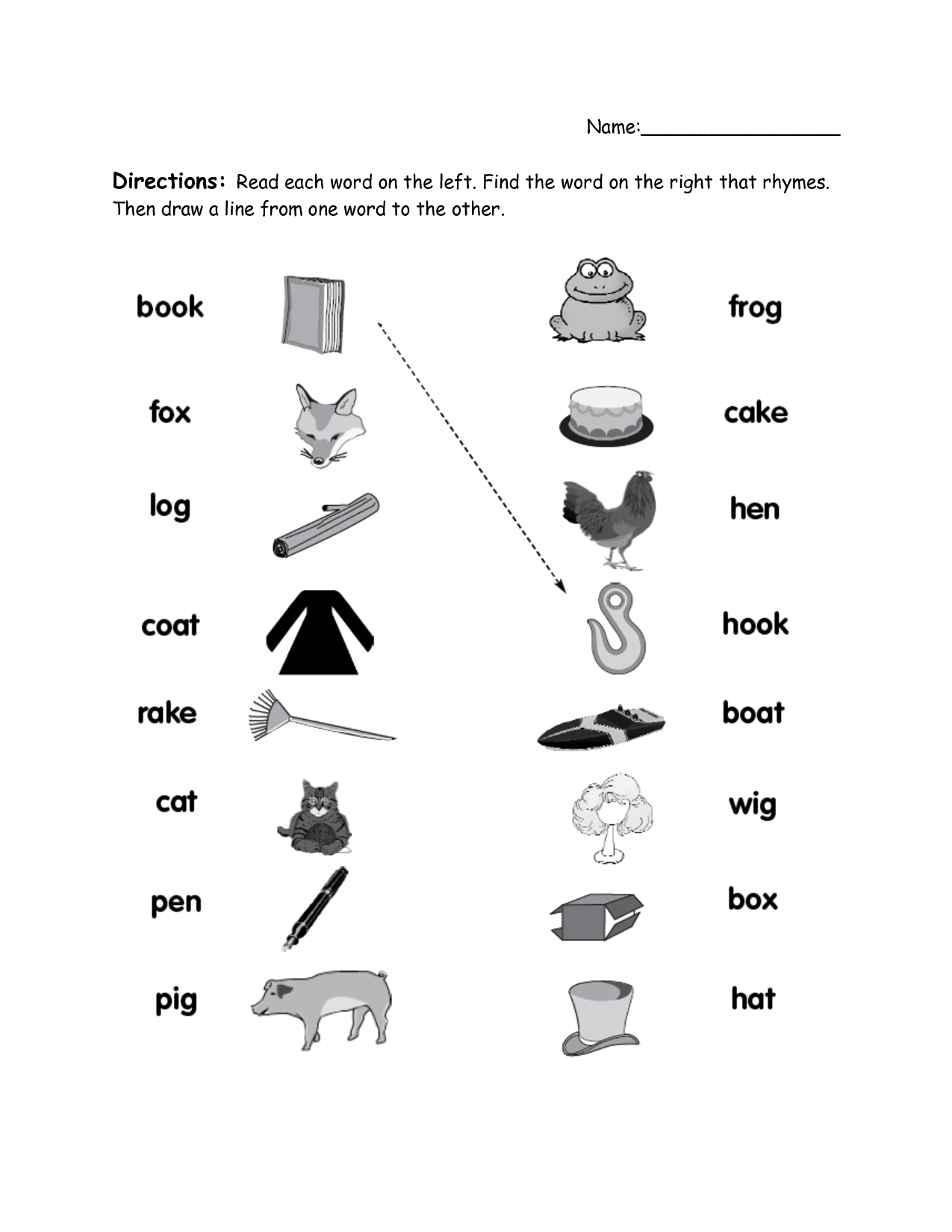Rhyming Words Printable Worksheet For Grade 1