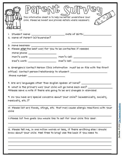 School Parent Survey Questionnaires