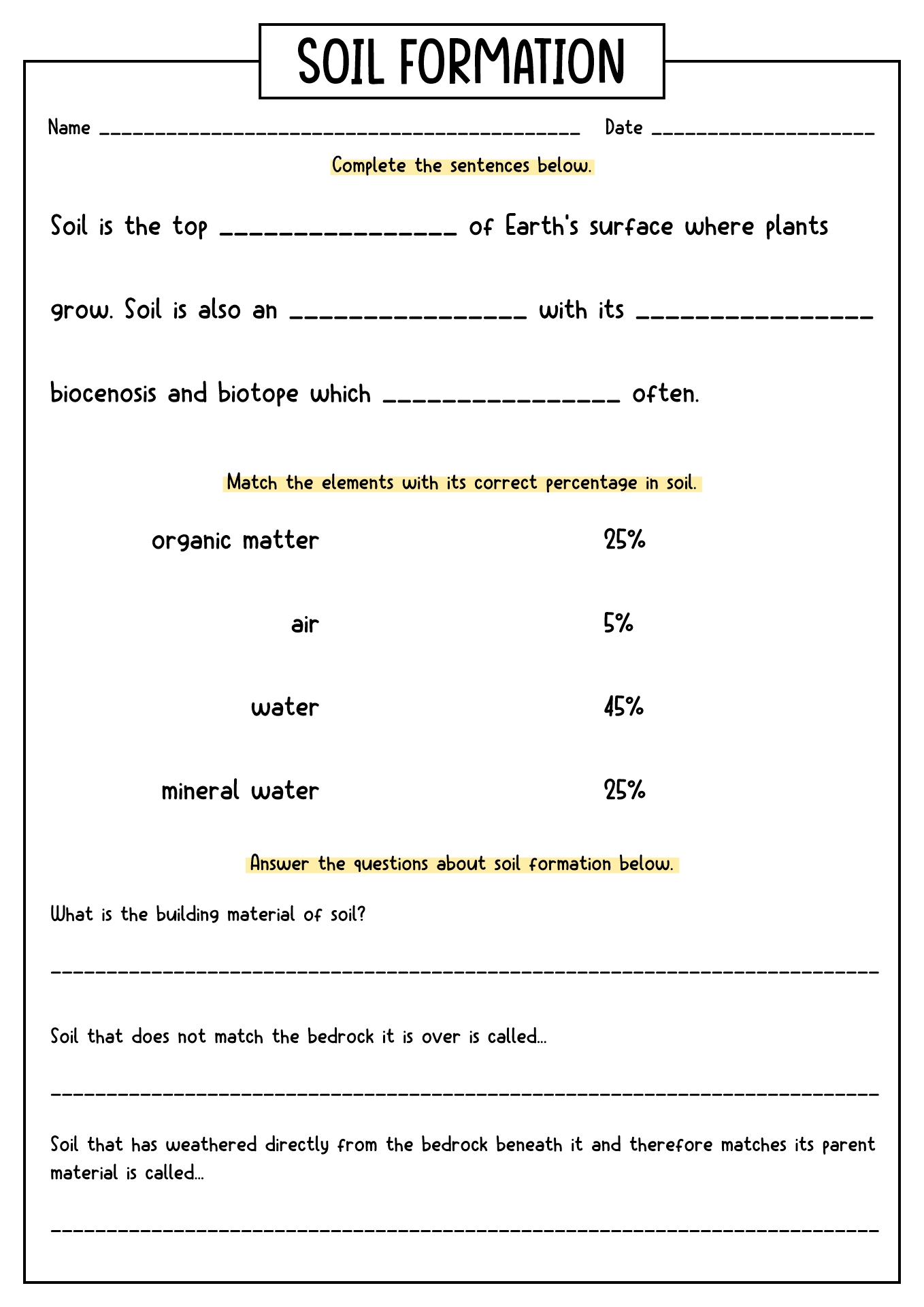 15 Worksheets On Layers Of Soil Free PDF At Worksheeto