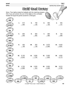 Subtracting across Zeros Worksheets