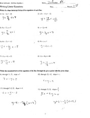 Writing Equations Kuta Software Infinite Algebra 1 Answers