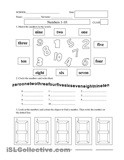 Writing Numbers 0 10 Worksheets