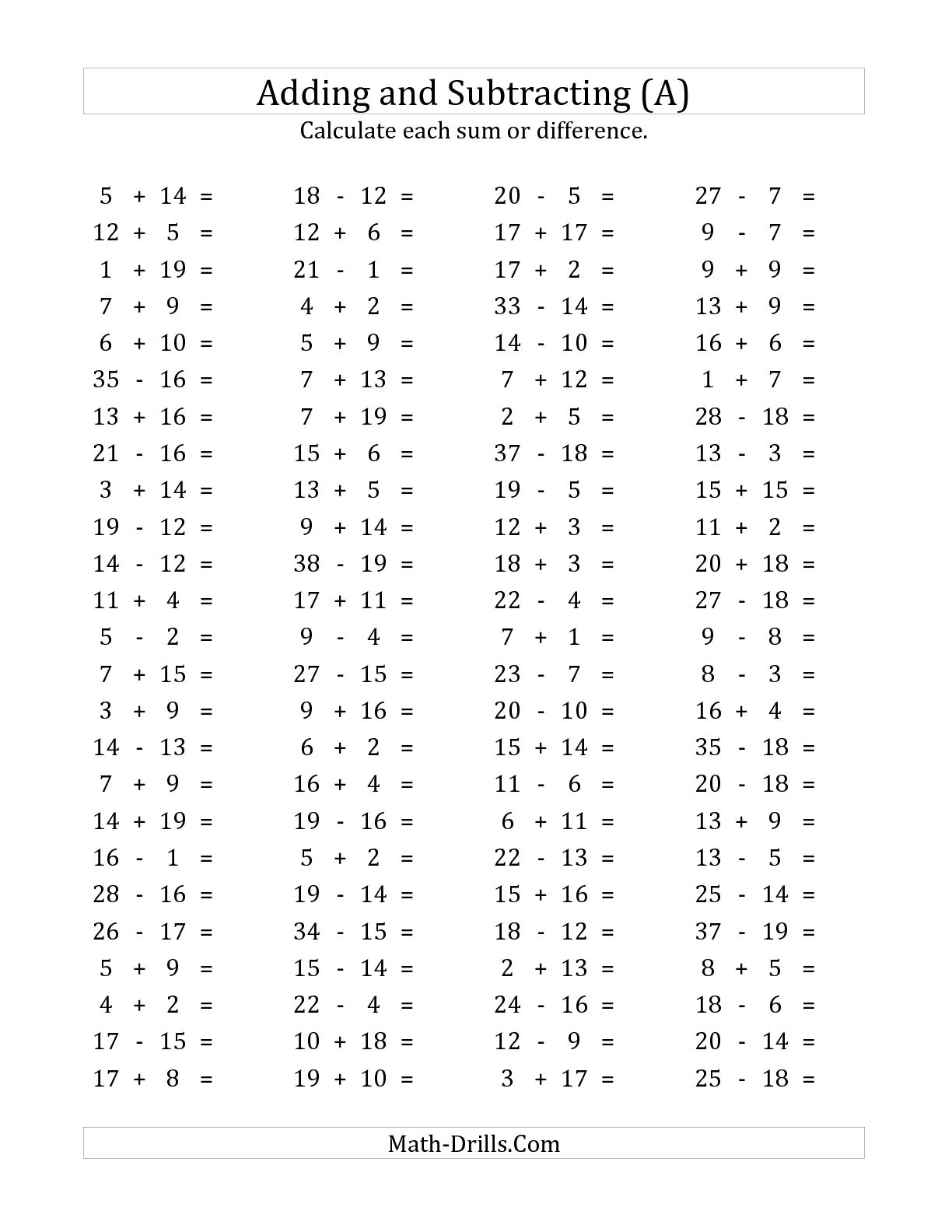17-100-addition-and-subtraction-worksheets-worksheeto