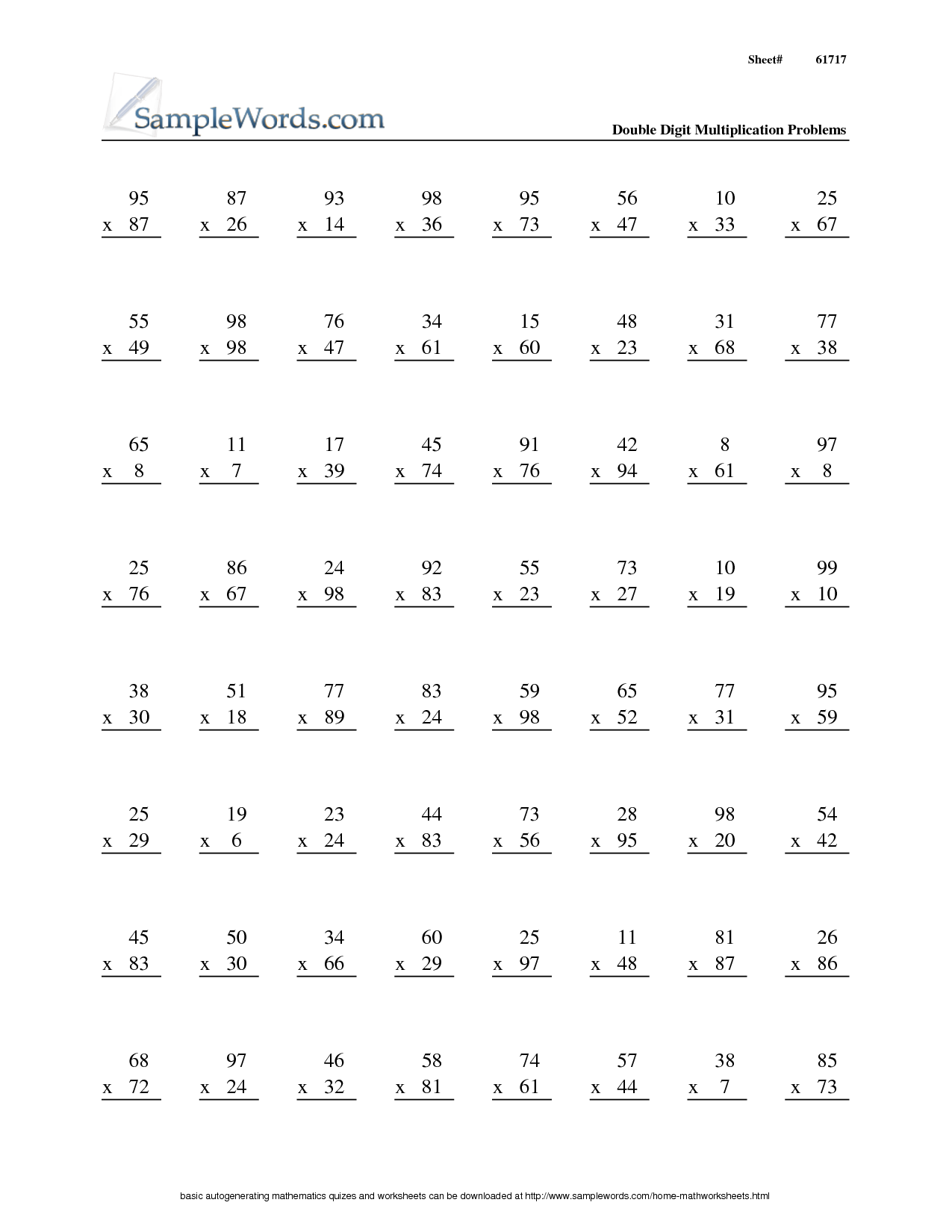 3rd Grade Math Subtraction Worksheets