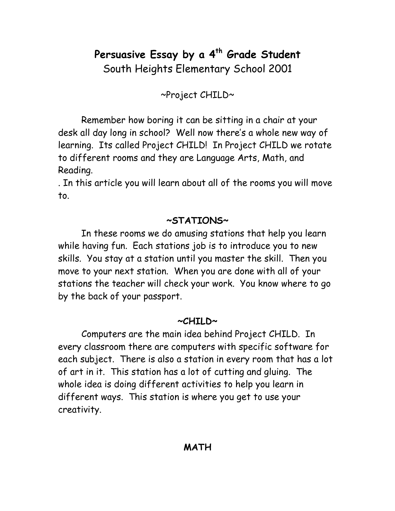 4th Grade Persuasive Essay Examples