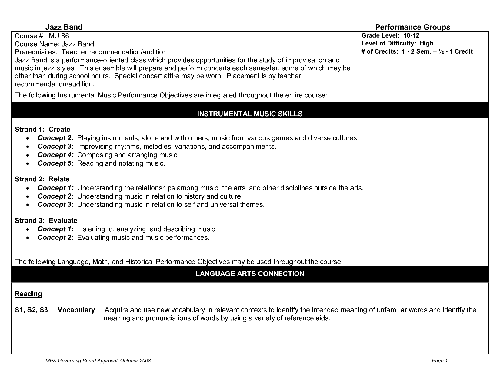 Band Jazz History Worksheets