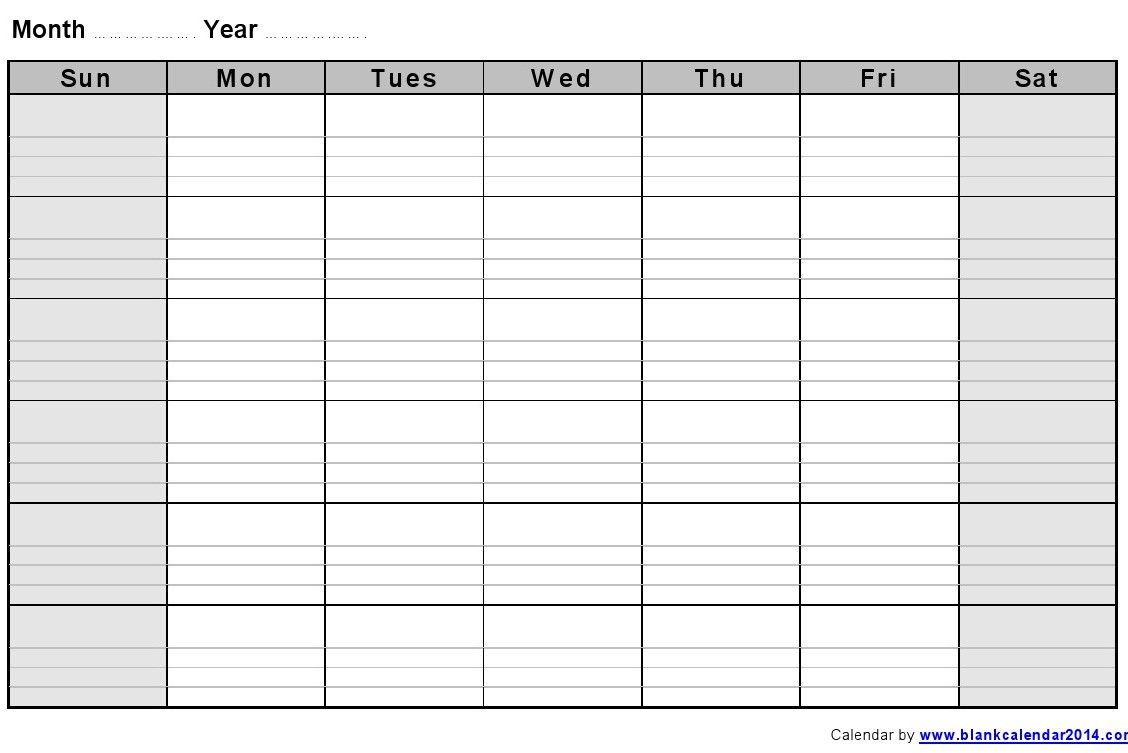 Blank Monthly Calendar Template