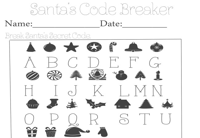 Christmas Code Worksheet