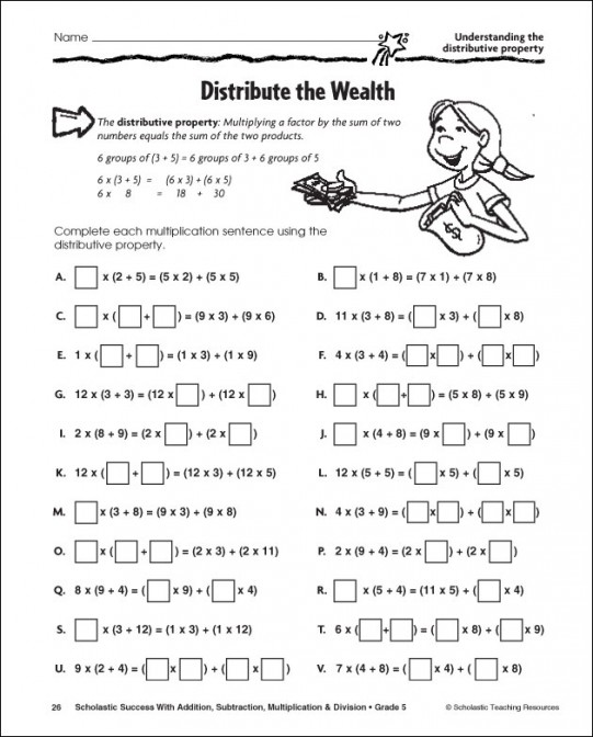 Distributive Property Multiplication Worksheets