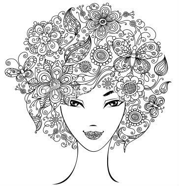 Flower Coloring Page Hair