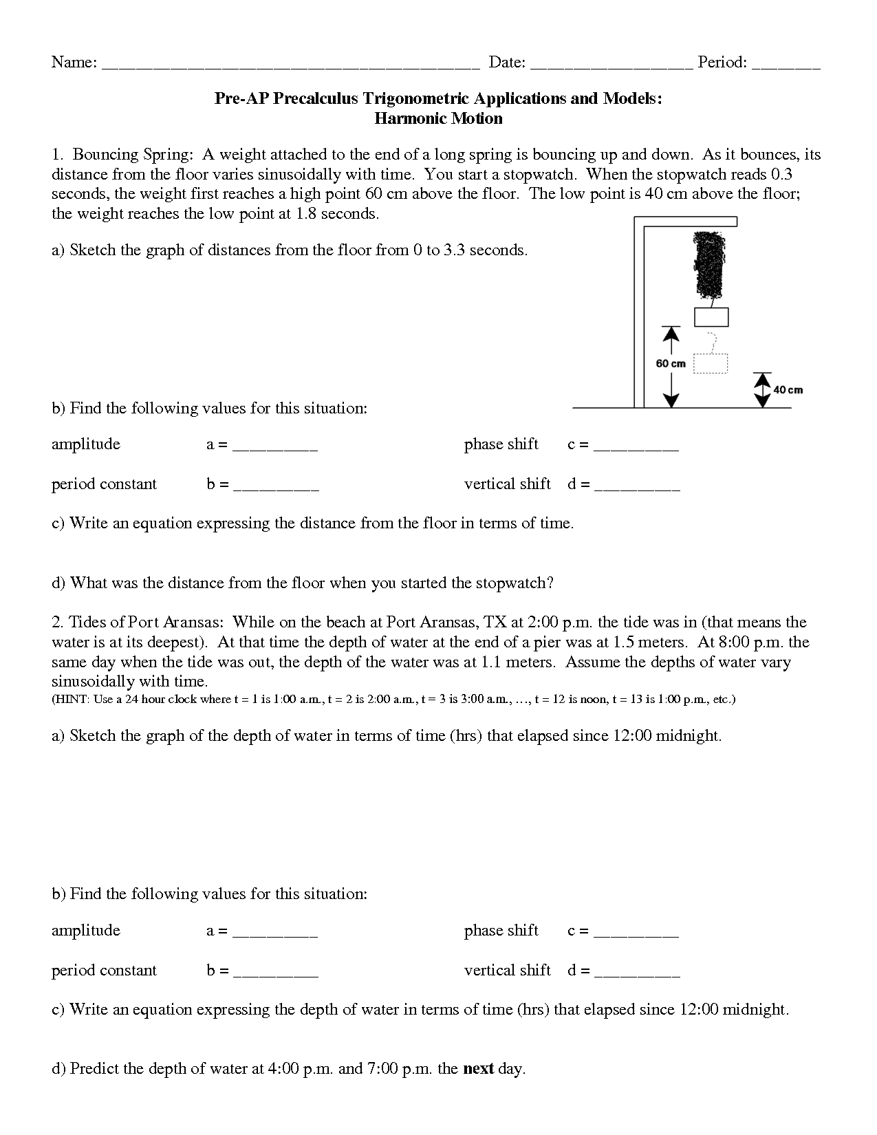 Logarithm Worksheet Precalculus