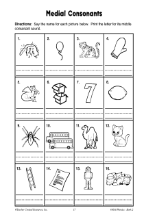 Medial Consonants Worksheets