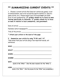 Newspaper Article Current Events Worksheet