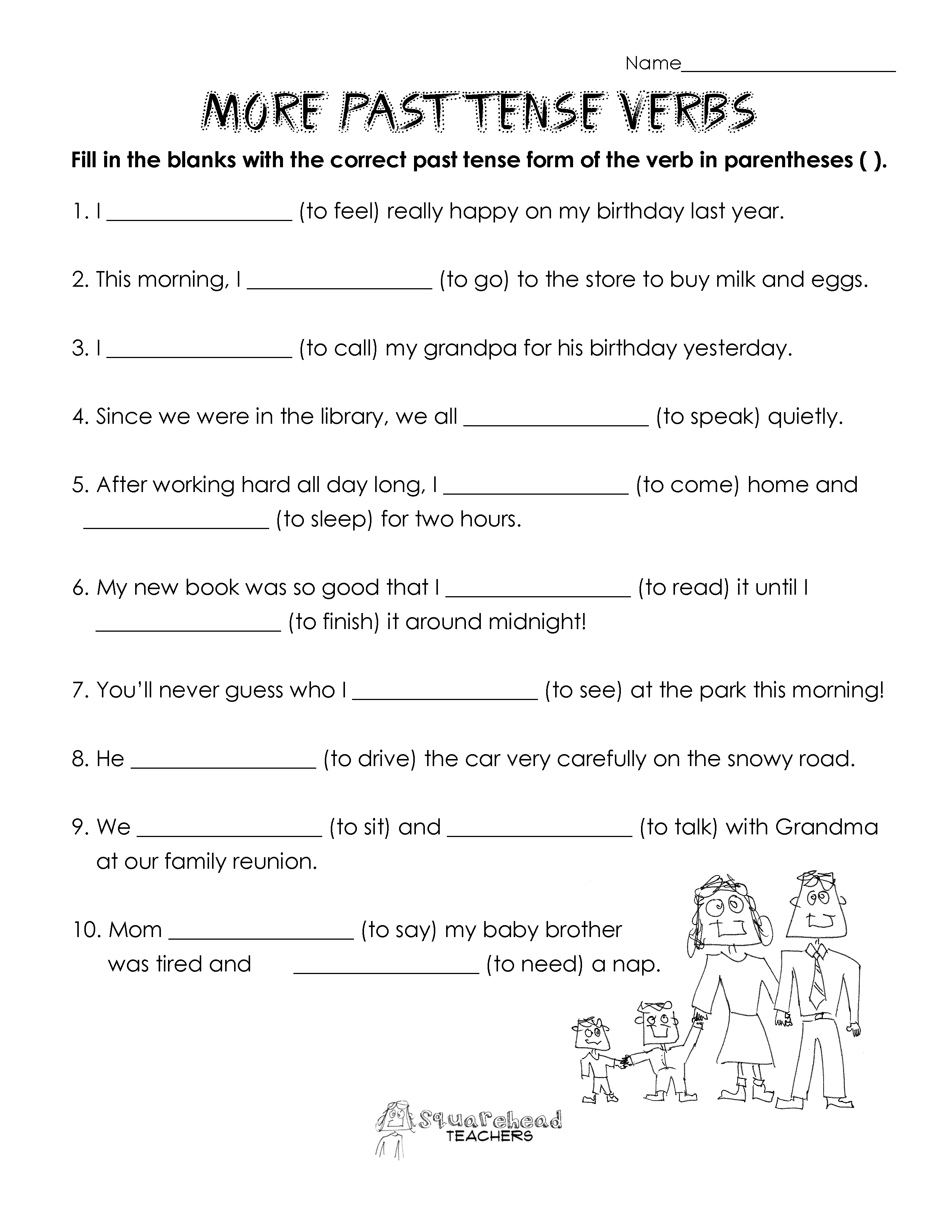 Worksheet On Simple Past Tense For Class 6