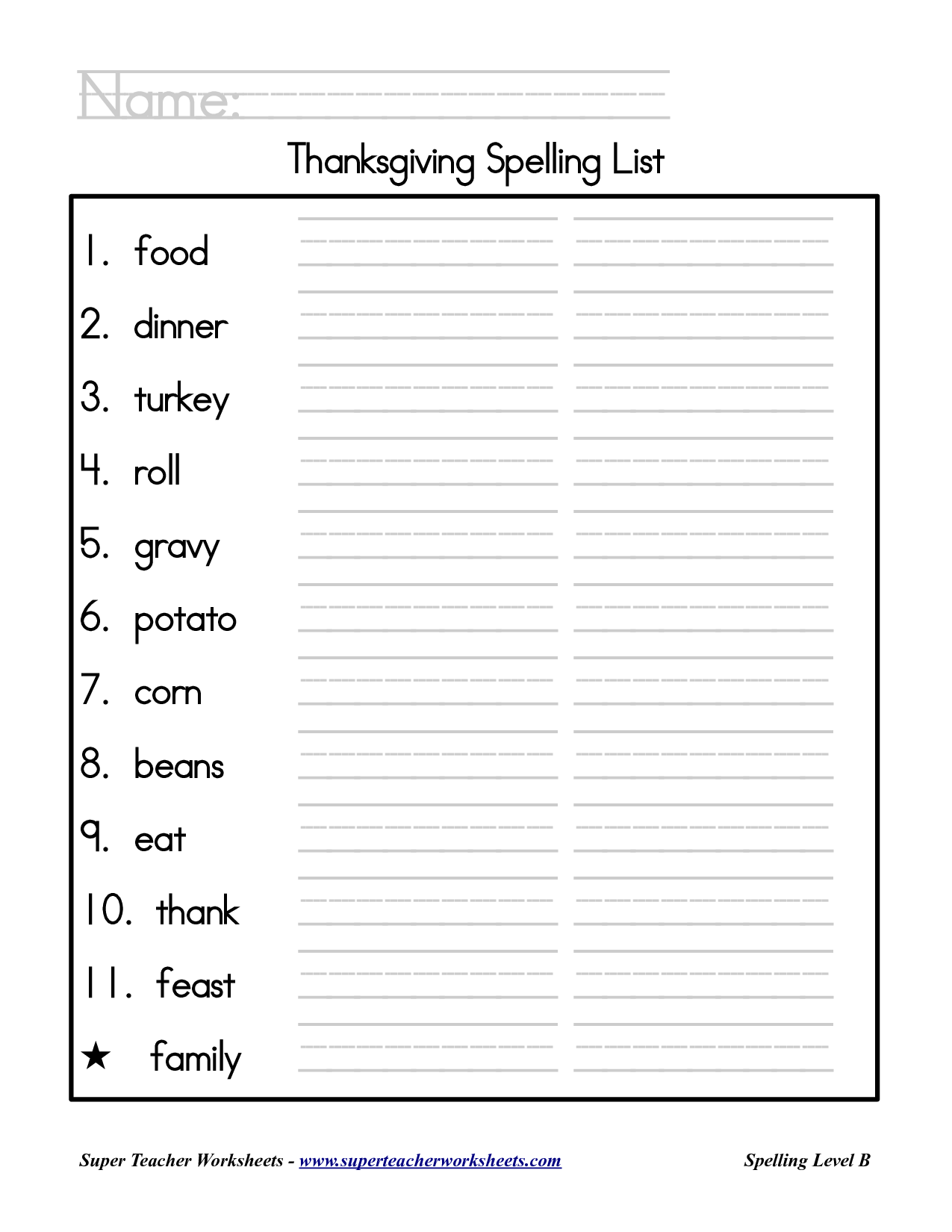 2nd Grade Thanksgiving Worksheets