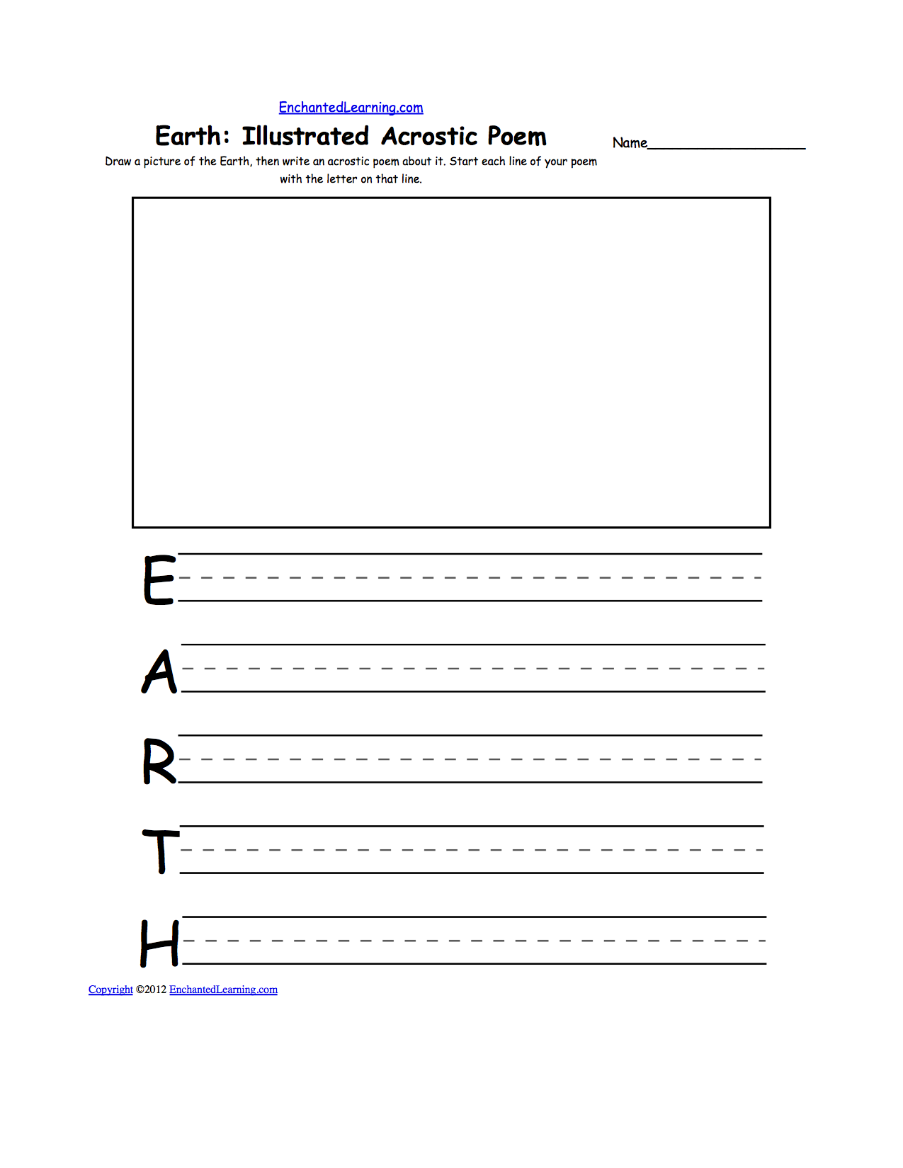 Earth Day Acrostic Poem Worksheet