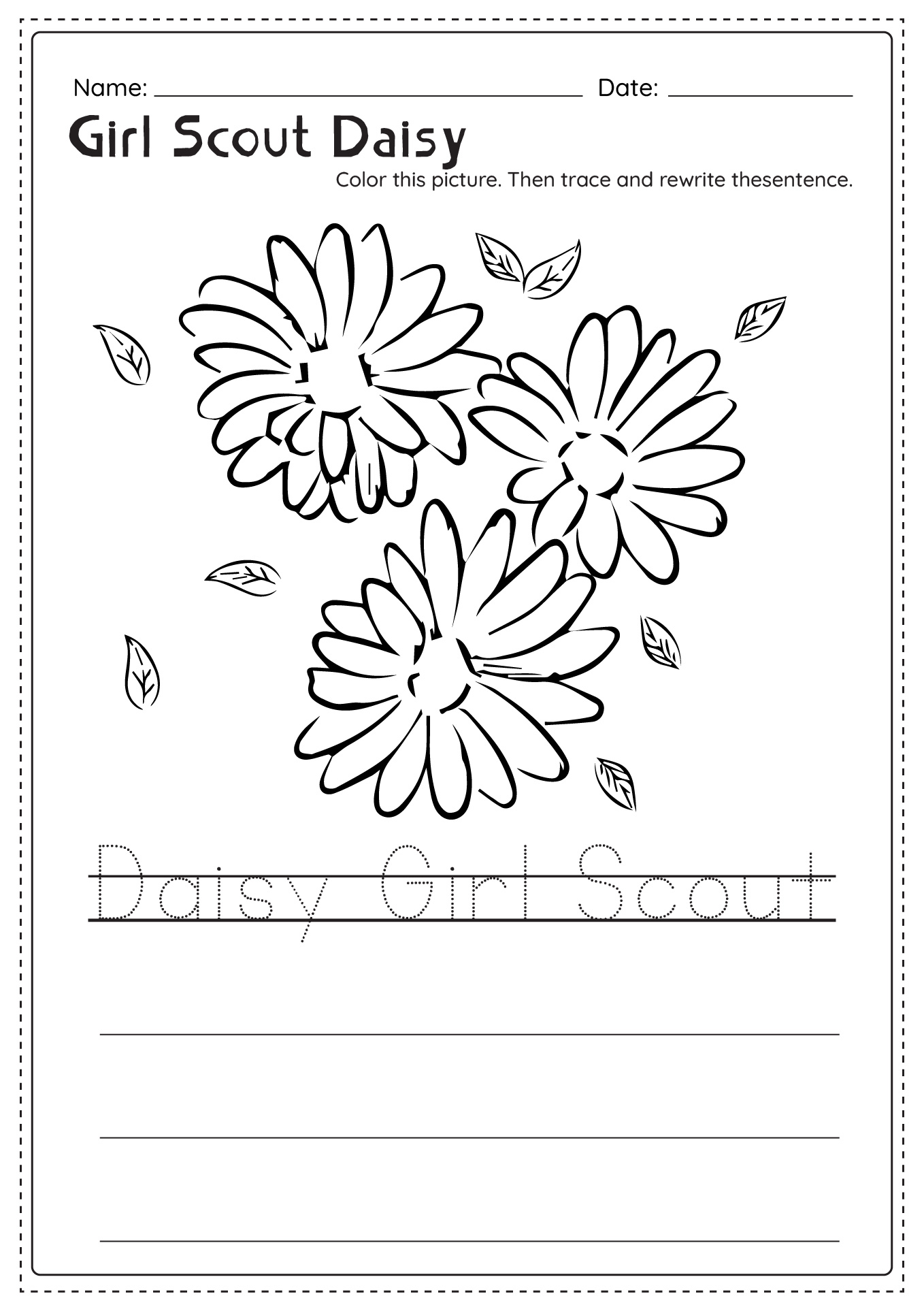 Girl Scout Daisy Worksheet