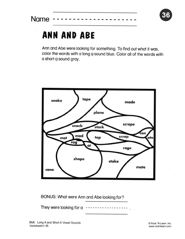 Long and Short Vowel Worksheets