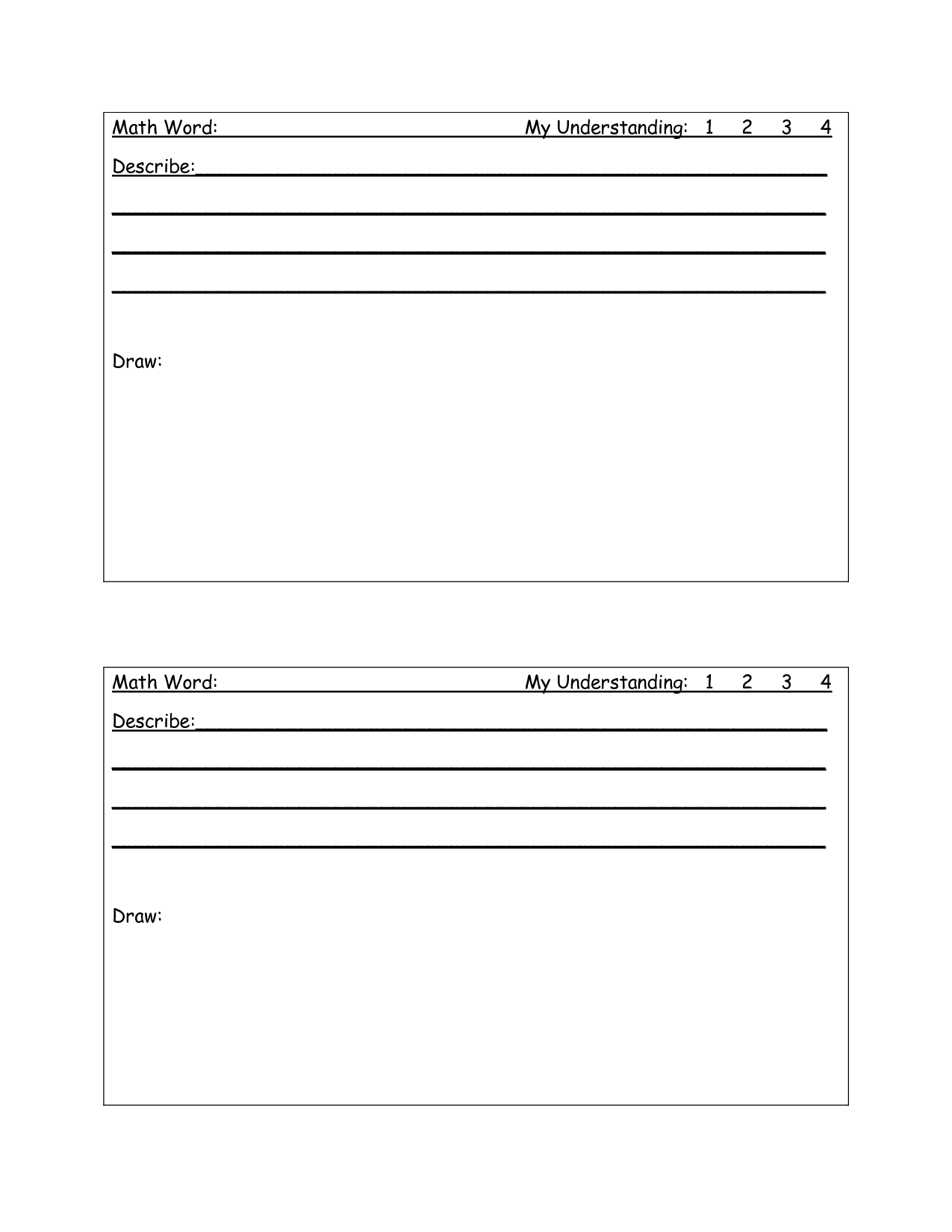 Marzano Vocabulary Template Math Worksheet