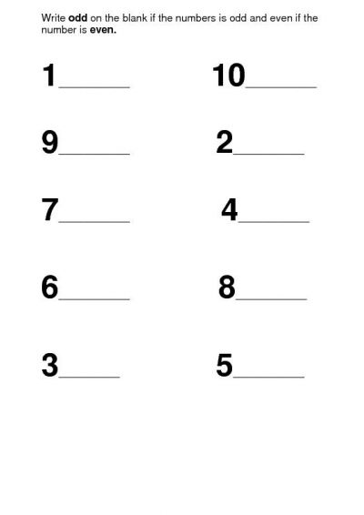 Odd and Even Numbers Worksheets