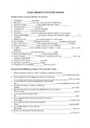 Past Present Future Tense Worksheet