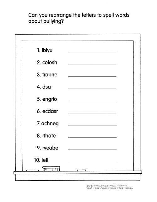 Printable Bullying Activity Sheets