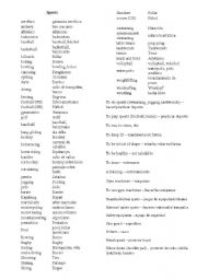 Spanish Sports Vocabulary Worksheets