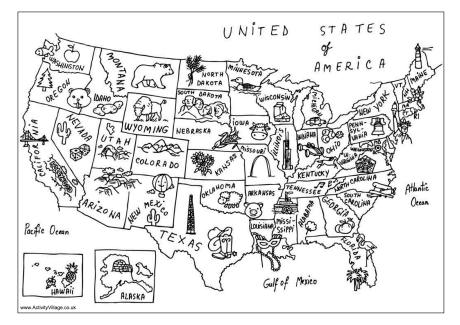 USA Map Coloring Page