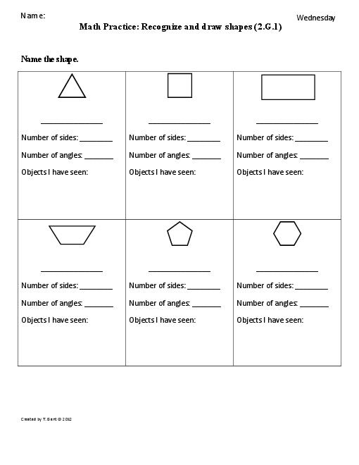 2-Dimensional Shapes Worksheets 2nd Grade