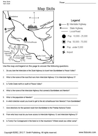 4th Grade Map Skills Printable Worksheets