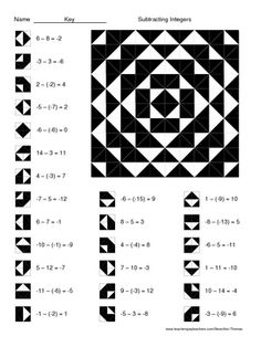 Adding Integers Coloring Worksheet