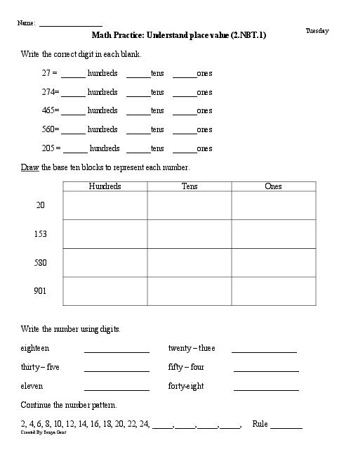 Common Core 2nd Grade Math Worksheets