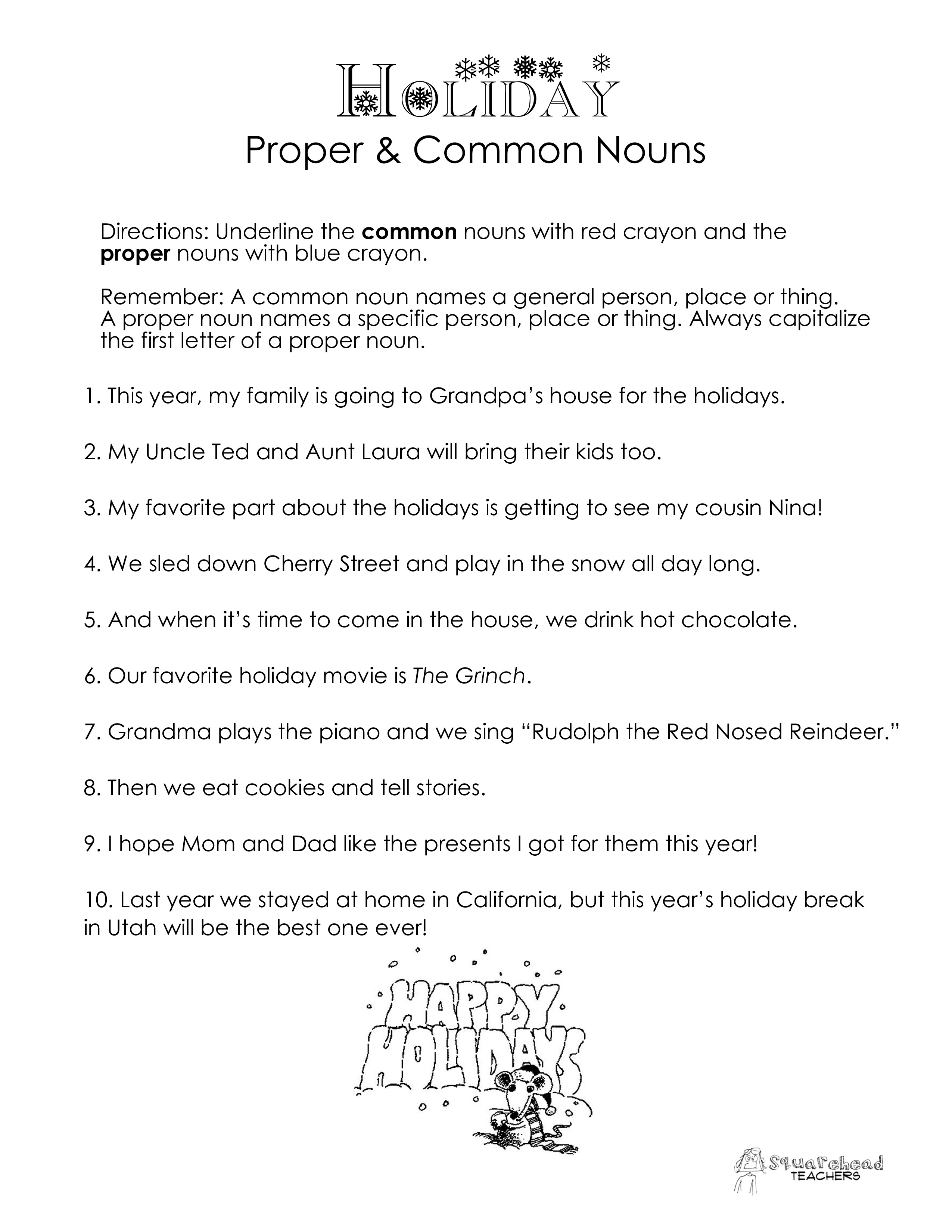 Common Proper Noun Worksheets