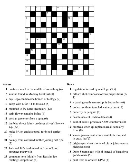 Cryptic Crossword Puzzles Printable