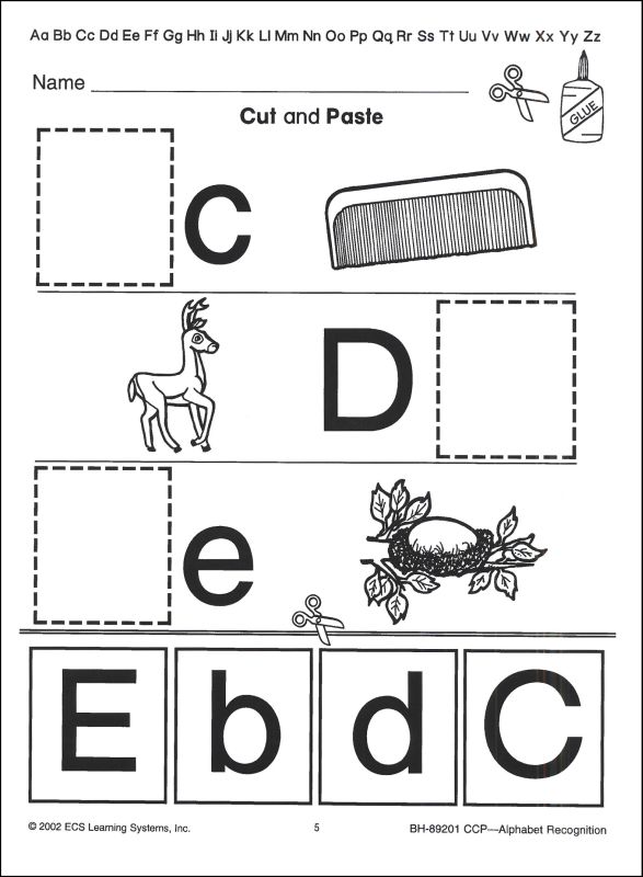 Cut and Paste Alphabet Worksheets