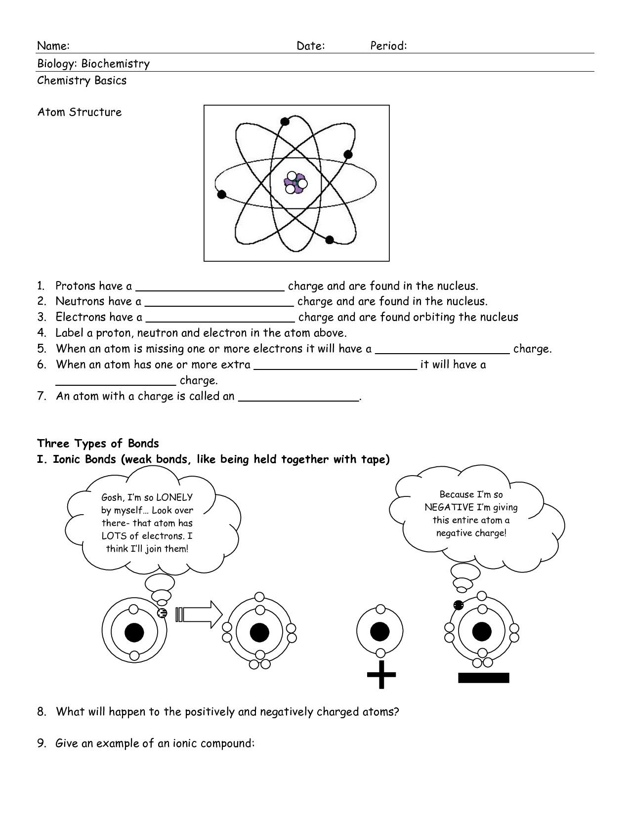 Atom Worksheet For Kids