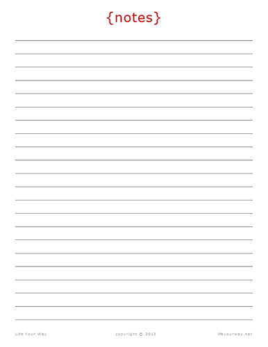 Free Printable Lined Note Pages